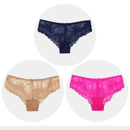 Women Briefs Sexy Full Lace Panties Hollow Out Low-waist Female Shorts Soft Solid Color Breathable Underwear Fast Ship 3pcs/lots