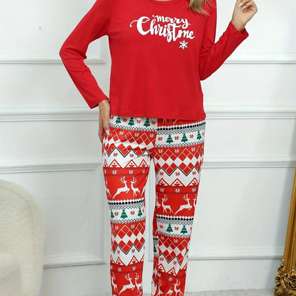 2Pcs/set women's pyjamas set long-sleeved trousers student homewear two-piece Christmas printing letter clothes girls women's cl