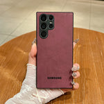 Full Lens Protector Case Samsung Galaxy S25 S24 S23 FE S22 S21 Ultra Plus Sheepskin Leather Back Cover Soft Lambskin Shockproof