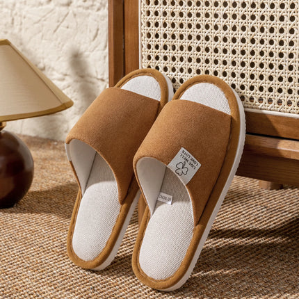 Slippers for Men，Non-Slip Soft-Soled Indoor House Slippers for Spring&Summer, All-Season Linen Home Comfortable Slippers
