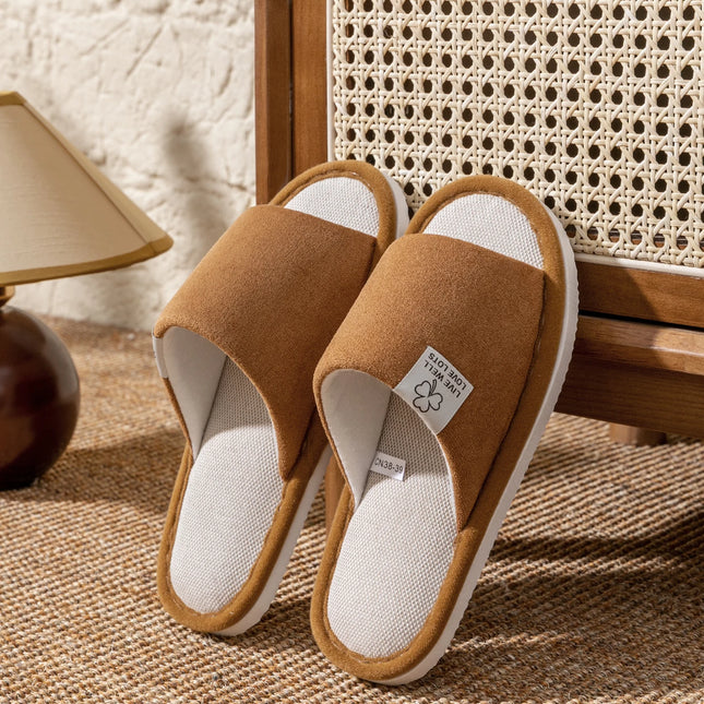 Slippers for Men，Non-Slip Soft-Soled Indoor House Slippers for Spring&Summer, All-Season Linen Home Comfortable Slippers