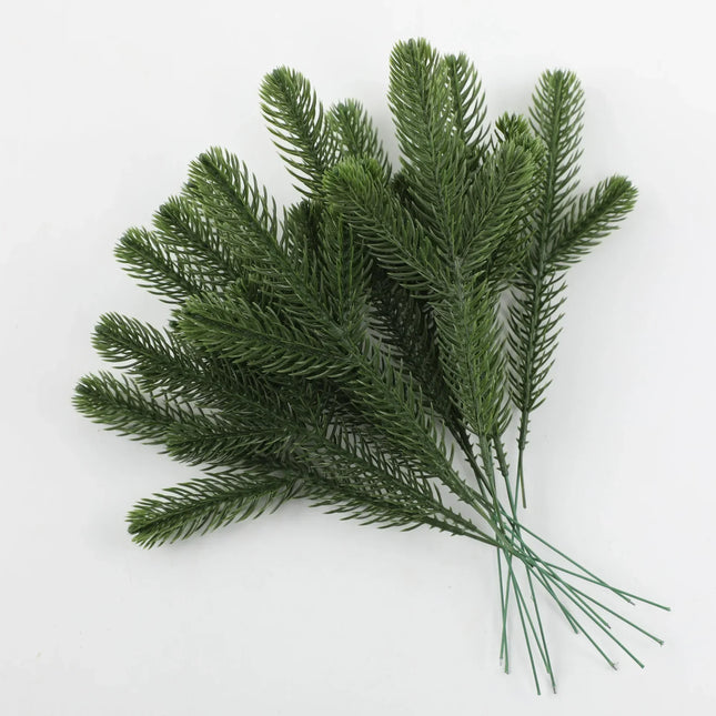 Wholesale Pine Needle Branch Artificial Christmas Green Snow Frosted Fake Plants Sprigs Stem DIY Wreath Home Garland Decorations