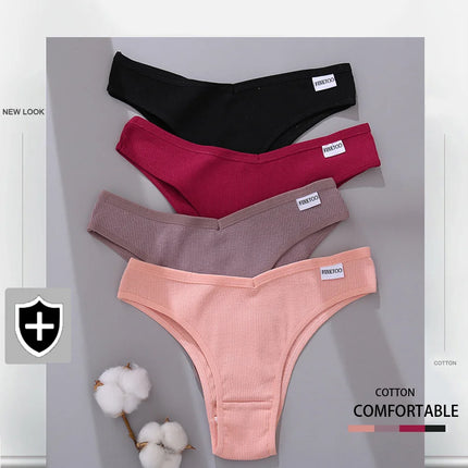 5Pcs/Set Women Cotton Brazilian Panties V Waist Female Underwear Comfortable Underwear Low Rise T-Back Bikini Girls Lingerie New