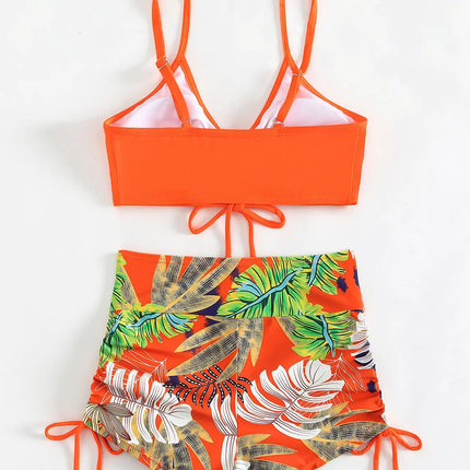 Drawstring Front Shorts Bikinis 2025 High Waist Swimsuit Women Swimwear Female Bathers Bathing Swimming Swim Suit Beachwear