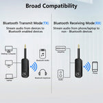 3.5mm Aux Bluetooth 5.3 Receiver Transmitter 2-in-1 Wireless Audio Adapter for TV Headset Car Radio Flight Mp3 Player Speaker