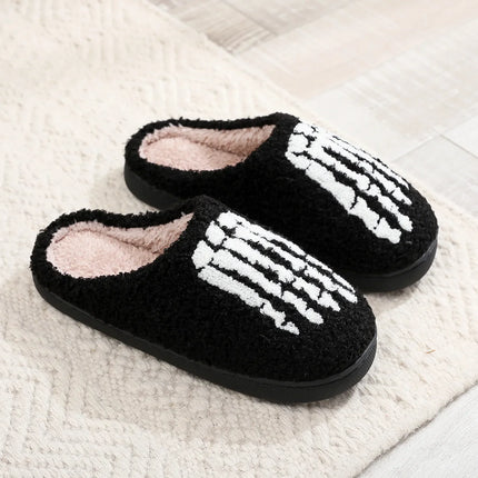 Warm Plush Slippers Women's Winter Halloween Black Spider Web Home Cotten Slippers Flip Men Indoor Floor Slippers Party Gifts