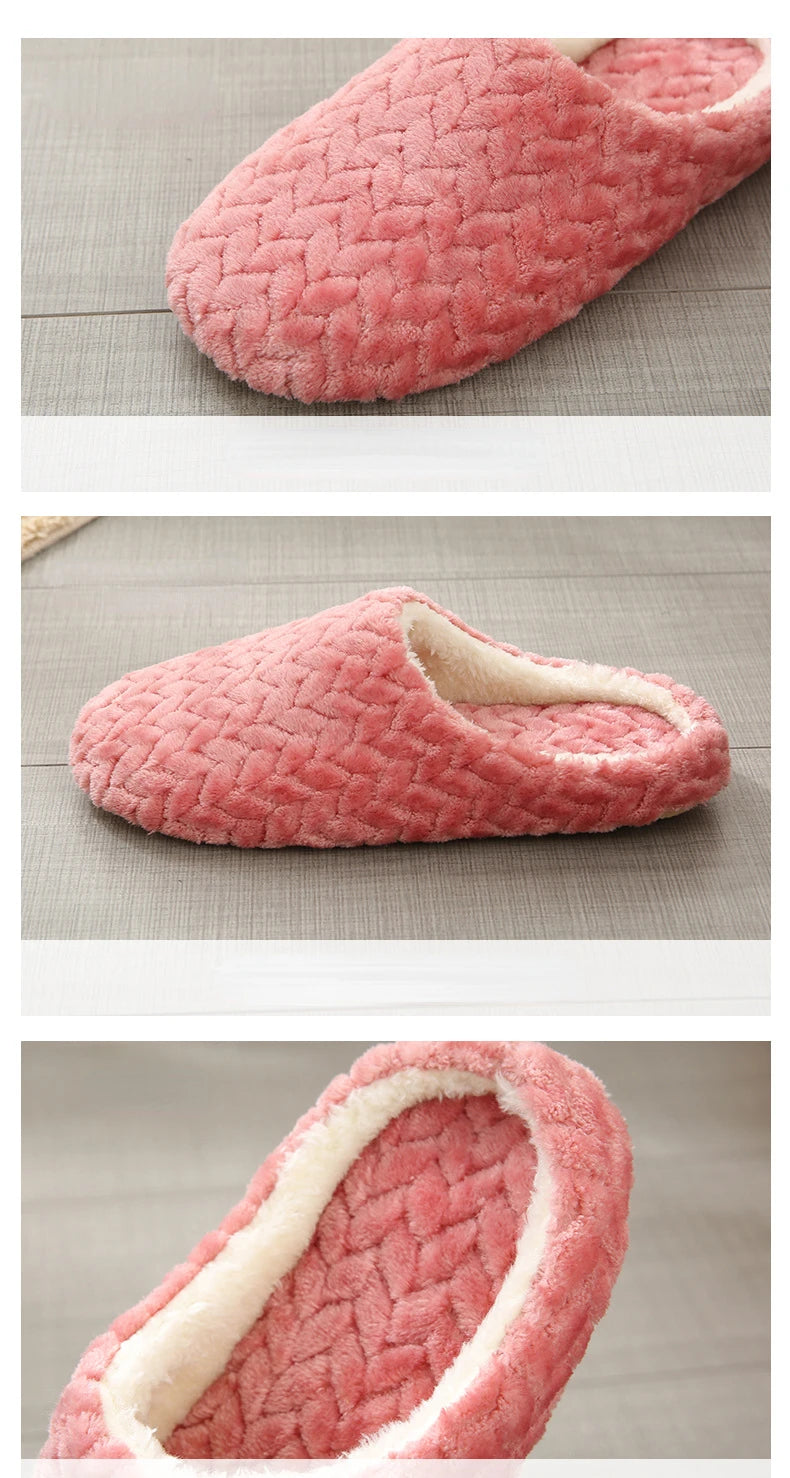 Women Winter Home Fur Slippers Cartoon Cat Non-Slip Soft Warm House Indoor Bedroom Men Couples Boys Girl Memory Foam Floor Shoes