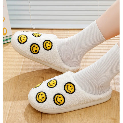 Little Cute Smile Face Slippers Houseshoes Women's House Smile Ladies Indoor Winter Fluffy Cozy Home Comfy Women Shoes