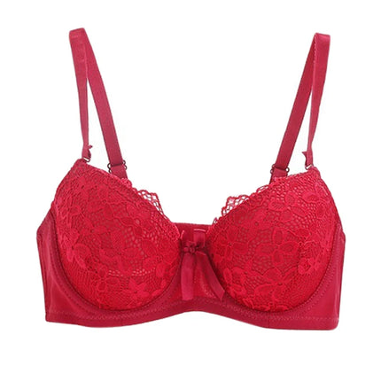Lace Bra for Women Big Cup 3/4 Sexy Floral Underwire Underwear Ladies Push Up Thin Bra 36-40B Black Gather Brassiere