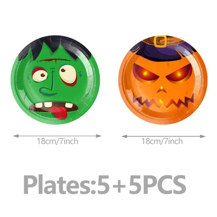 Halloween Ghost Party Decoration Disposable Tableware Balloon Banner Ceiling Door Hanging for Happy Hunting Halloween Supplies