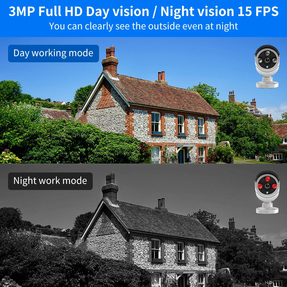 Hiseeu 3/5MP WiFi CCTV Camera Security System IR Night Vision Bullet Camera Set 10CH NVR Wireless CCTV Surveillance System