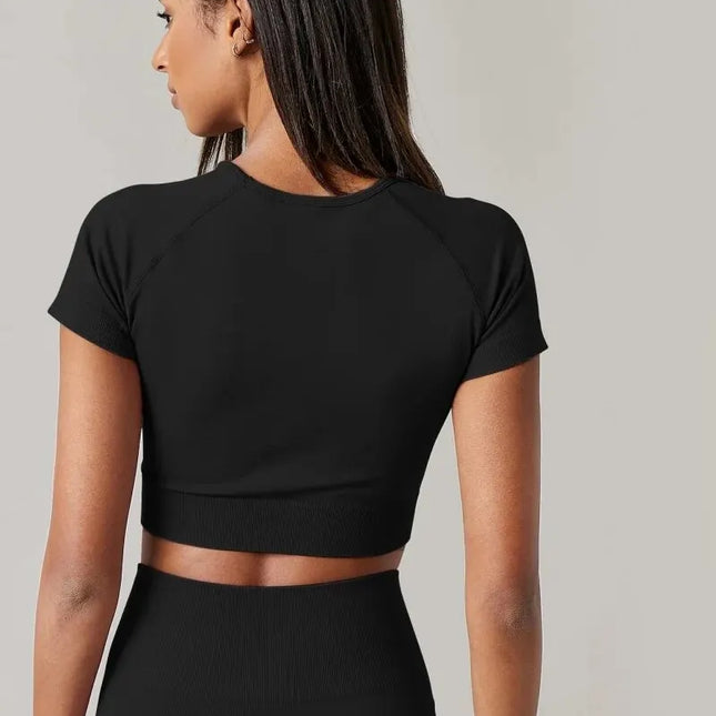 Women Yoga Top Seamless Sport T Shirts Fitness Clothes Short Sleeve Yoga Shirt Gym Top Running Active Wear Sport Top