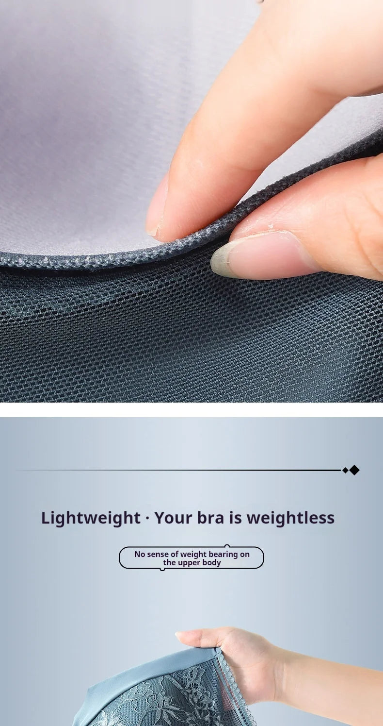 Sexy Lace Bras for Women Perspective Full Cup Solid Color Brassiere V-Neck Seamless Crop Top Female Push Up Breathable Lingerie