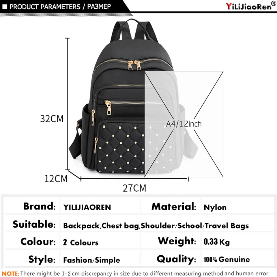 Fashion Bagpack Women High Quality Nylon Backpacks Female Big Travel Back Pack Large School Bags for Teenage Girls Shoulder Bag