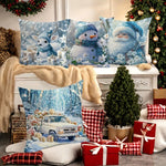Christmas decoration pillowcase New Year Gift Snowman Fawn Santa Claus car pattern home decoration sofa cushion cover