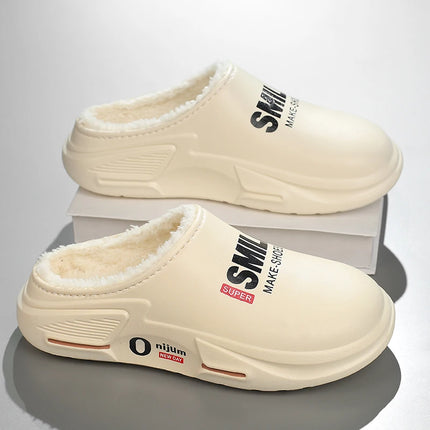 New Winter Men Warm Slippers Cotton Slippers Outdoor Indoor Cotton Shoes Waterproof Mens Comfortable Home Bedroom Plush Slippers