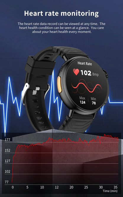 1.52 inch Bluetooth Call Smart Watch Men Sports Fitness Tracker Heart Rate Monitor Music Playback Smartwatch For Android IOS