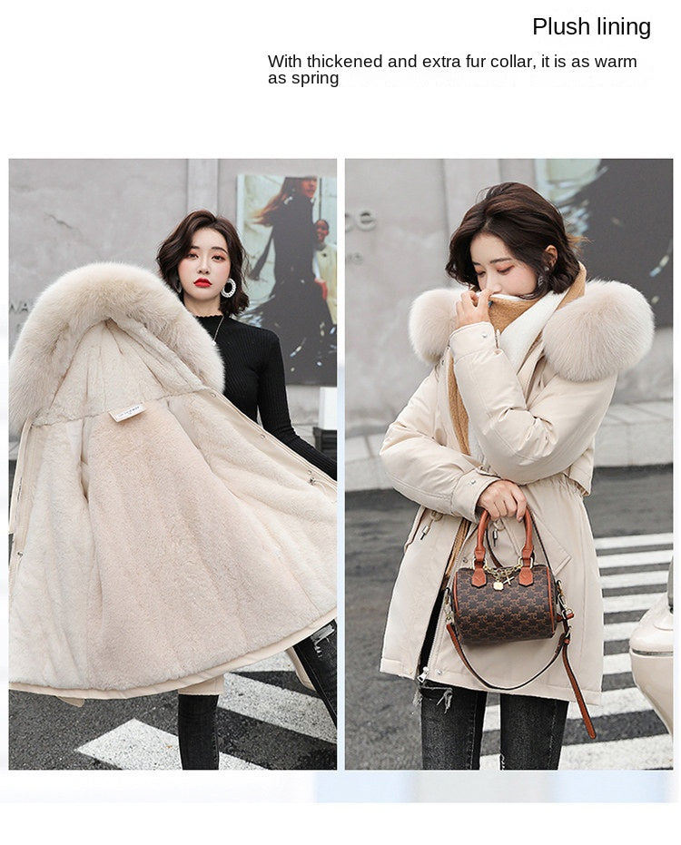 Women Parka Fashion Long Coat Wool Liner Hooded Parkas 2023 New Winter Jacket Slim with Fur Collar Warm Snow Wear Padded Clothes