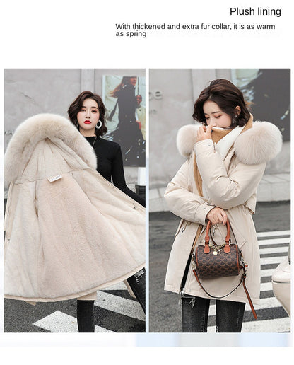 Women Parka Fashion Long Coat Wool Liner Hooded Parkas 2023 New Winter Jacket Slim with Fur Collar Warm Snow Wear Padded Clothes