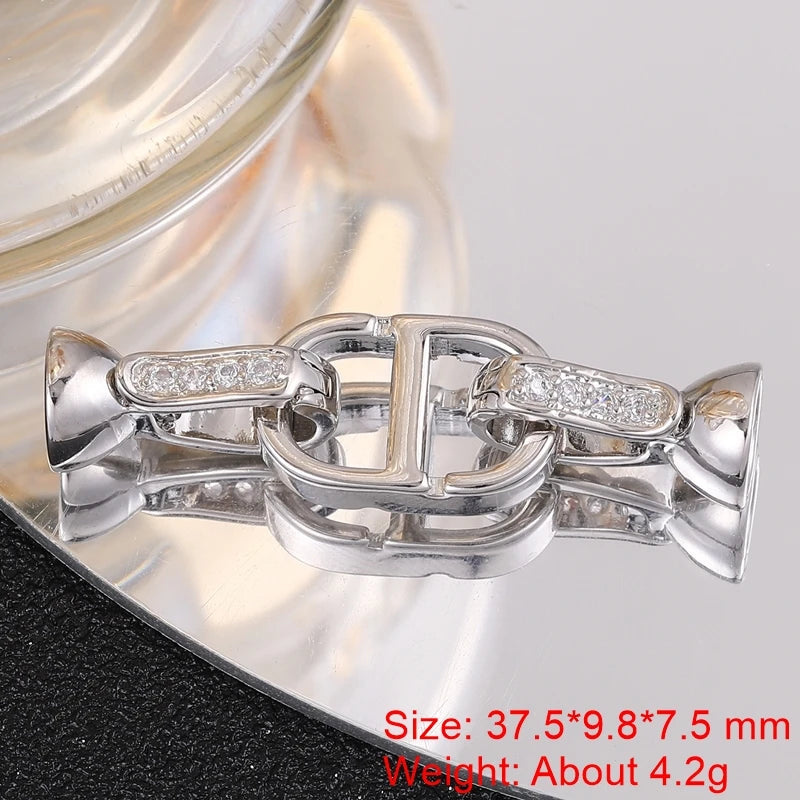 Juya Handmade 18K Gold Silver Plated Fastener Bail Connector Clasps Accessories For Needlework Pearls Beads Jewelry Making