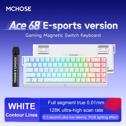 MCHOSE ACE68 ACE60 Pro Magnetic Keyboard Wired Mechanical for Gaming 0.01mm RapidTrigg 8000Hz SOCD/Rs 0.125ms 128K Sampling Rate