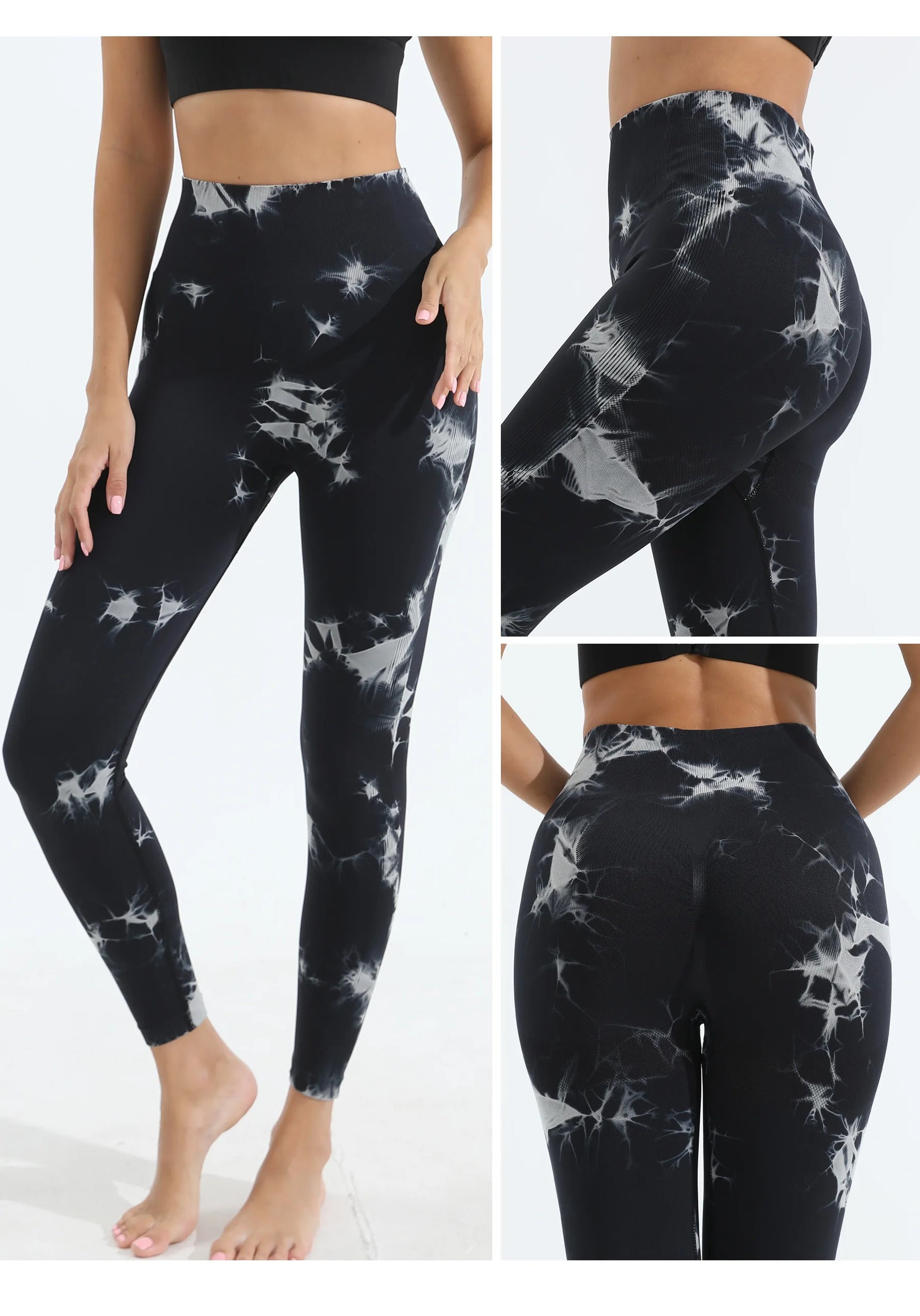Women's Tie Dye Seamless Yoga Leggings High Waist Scrunch Butt Lifting Tights Soft&Stretchy Workout Skinny Pants
