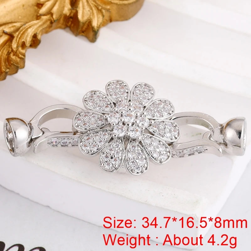 Juya Handmade 18K Gold Silver Plated Fastener Bail Connector Clasps Accessories For Needlework Pearls Beads Jewelry Making