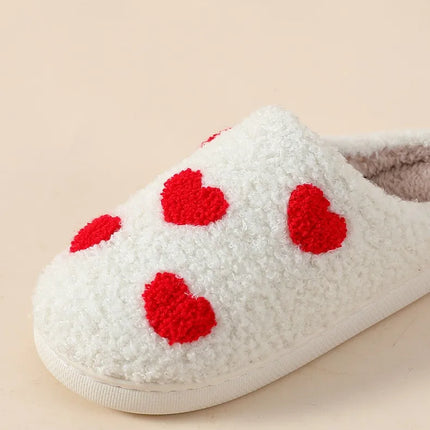 House Slippers for Women, Cute Big Small Heart, Fluffy Cozy Home Comfy Shoes for Ladies, Indoor Slippers for Winter, Mushroom