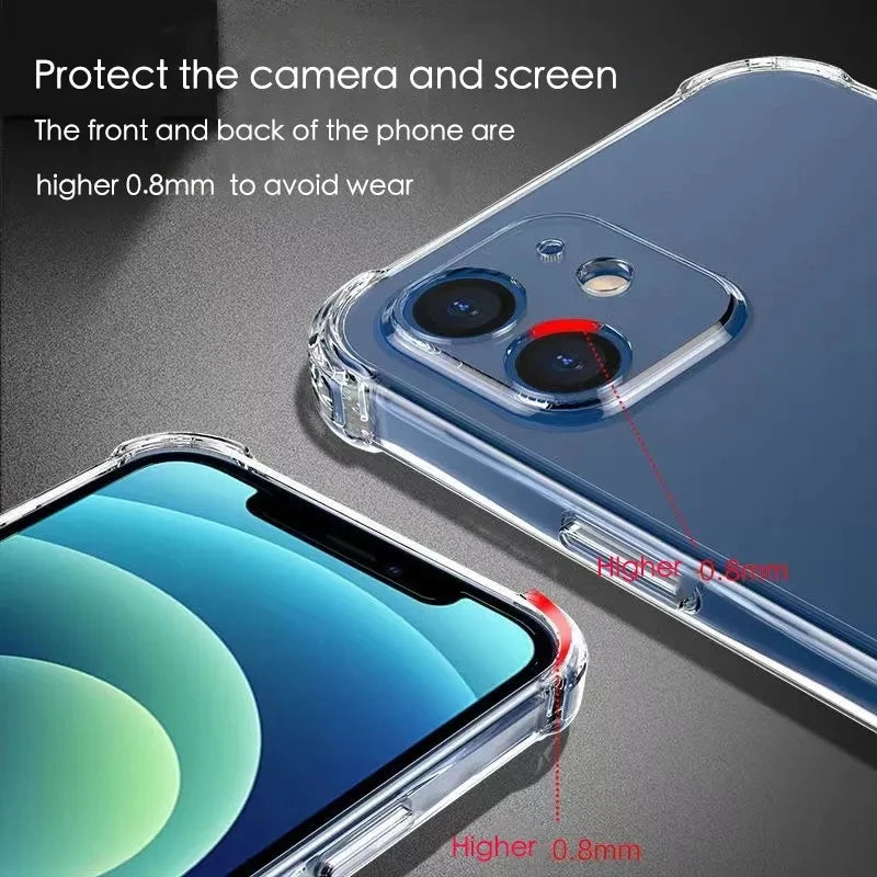 Shockproof Silicone Soft Airbags Case For iPhone SE 2020 2022 15 14 13 12 Mini 11 Pro Xs Max X XR 6 6s 7 8 Plus Clear Back Cover