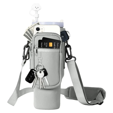 40oz Neoprene Water Bottle Carrier Bag For Stanley Quencher Cup Sleeve with Adjustable Shoulder Strap Water Bottle Holder Pouch