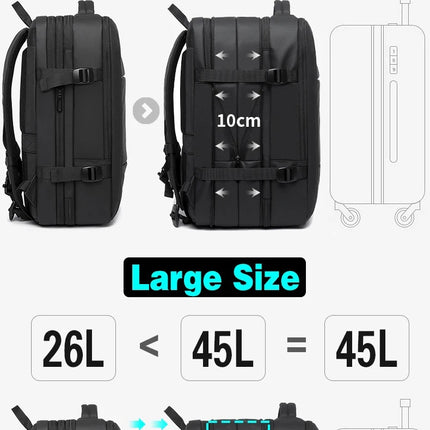 BANGE Aesthetic Men Business Backpack School Expandable USB Bag, Large Capacity 17.3 Laptop Waterproof Fashion Travel Backpack