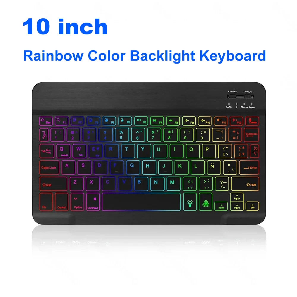 Mini Bluetooth Keyboard RGB Wireless Keyboard 10 inch Backlit Keyboard Backlight Touchpad Keyboard for IOS Android Windows iPad