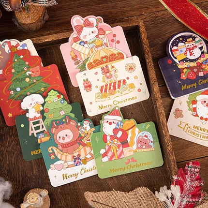 10pcs MIX Merry Christmas Greeting Card Santa Claus Snowman Custom Blank Cards Christmas Party Invitation Card New Year Gifts
