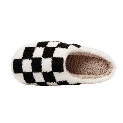 New Fuzzy Slippers Fashion Checker Indoor Embroidery Houseshoes Cozy Woman Winter Fluffy House Retro Checkered Print Shoes