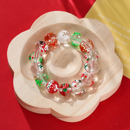 5pcs 12mm Glass Round Beads Christmas Tree Hat Spacer Bead for Keychain Christmas Decoration DIY Jewelry Making Supplies