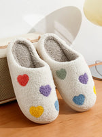 Cute Color Heart Women Slippers Valentine's Day Embroidery Fuzzy Romantic Love Comfy Flat Girl Friend Gift Winter Home Shoes