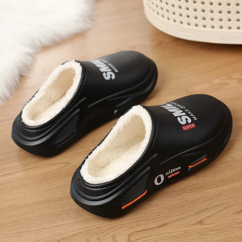 New Winter Men Warm Slippers Cotton Slippers Outdoor Indoor Cotton Shoes Waterproof Mens Comfortable Home Bedroom Plush Slippers
