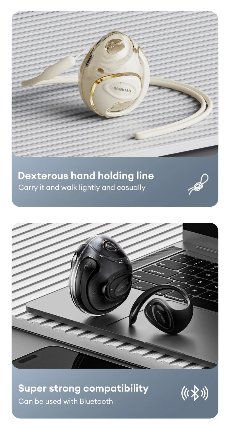 Choice HYUNDAI HY-X15Ultra OWS Wireless Bluetooth 5.4 Headphones with Mic 15h Long Battery Life Hifi Sound For Sport Gaming