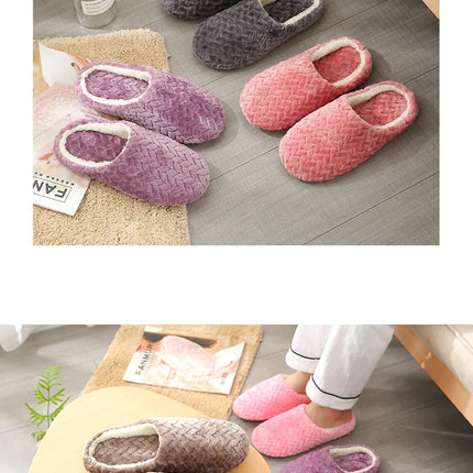 Women Winter Home Fur Slippers Cartoon Cat Non-Slip Soft Warm House Indoor Bedroom Men Couples Boys Girl Memory Foam Floor Shoes