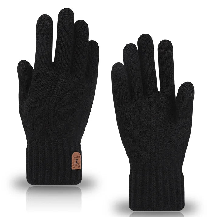 new men's warm gloves winter touch screen plus fleece gloves cold warm wool knitted gloves