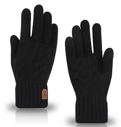 new men's warm gloves winter touch screen plus fleece gloves cold warm wool knitted gloves