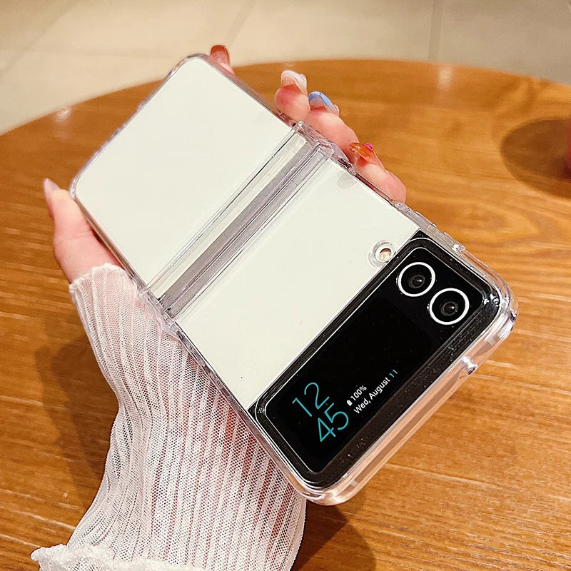 Clear Phone Case For Samsung Galaxy Z Flip 6 5 4 3 5G Shockproof Folding Transparent Hard Cover For Samsung Z Flip5 Flip4 Flip3