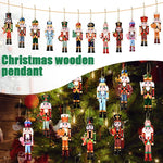 12Pcs Nutcracker Soldier Wooden Pendant Xmas Tree Hanging Ornament 2024 Christmas Decoration for Home Navidad 2025 New Year Gift
