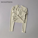 Sexy Back Sports Top for Women Autumn and Winter New Style Big Backless Yoga Suit Spicy Girl Long Sleeved Fitness T-shirt