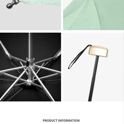 Mini Sun Umbrella Pocket Rain Umbrella Vinyl Folding UV Ultraviolet Protection Sun Shade Pocket Parasol Capsule