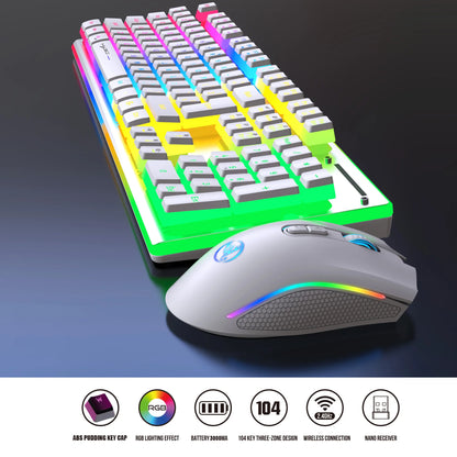 2025 New arrival HXSJ L96 104 keys 2.4G wireless pc keyboard mechanical feeling gaming keyboard and mouse combos for laptop game