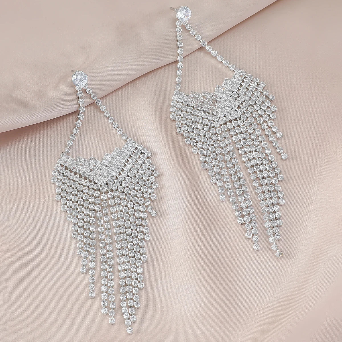 2PCS Full Diamond Party Earrings Wedding Blingbling Banquet Exaggerated Earrings