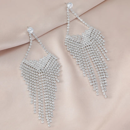 2PCS Full Diamond Party Earrings Wedding Blingbling Banquet Exaggerated Earrings