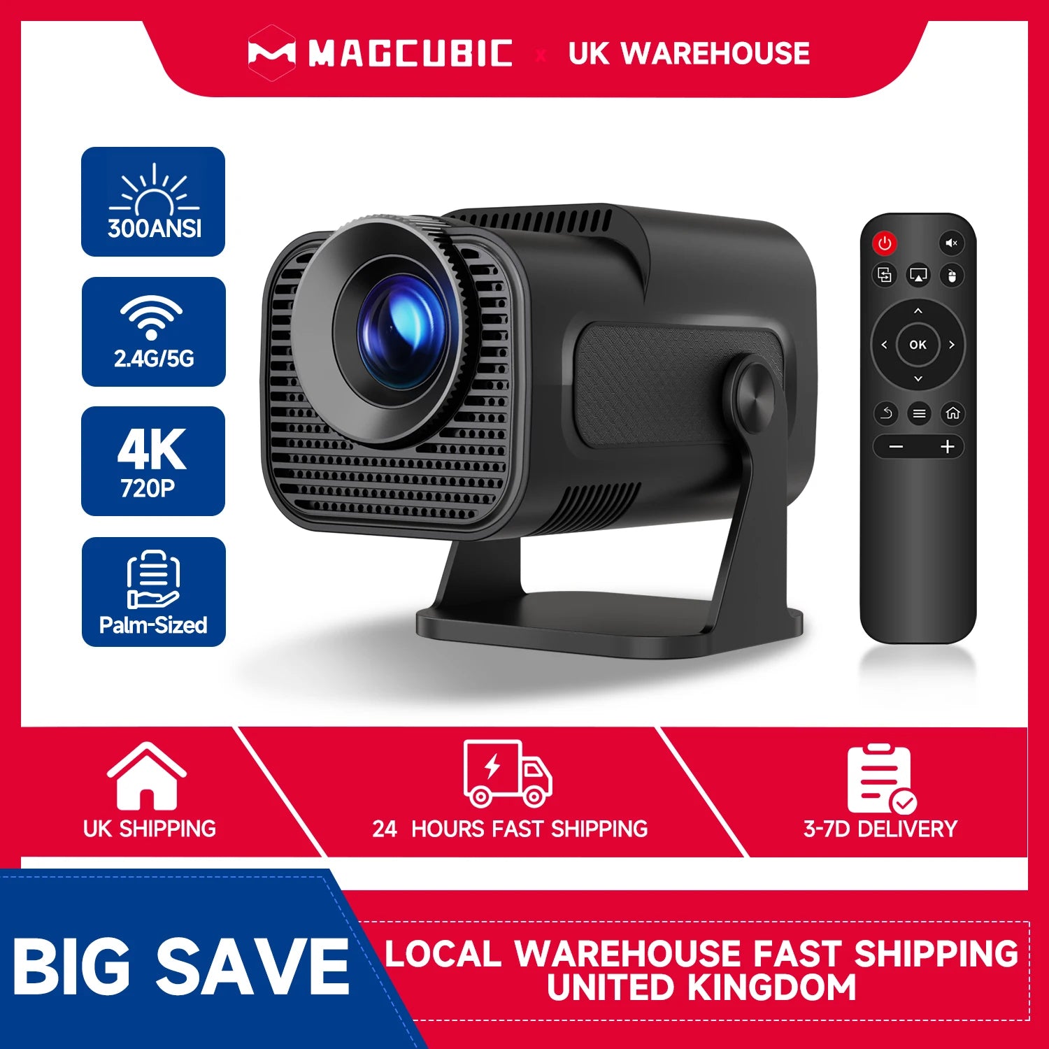 Magcubic HY320 Mini Newly Native 720P Android 11 4K Projector 300ANSI