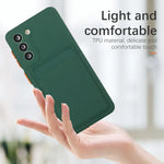 Card Slot Bag Holder Phone Case For Samsung Galaxy S24 S23 S22 S21 S20 Plus FE Note 20 Ultra Bumper Wallet Soft Shockproof Cover